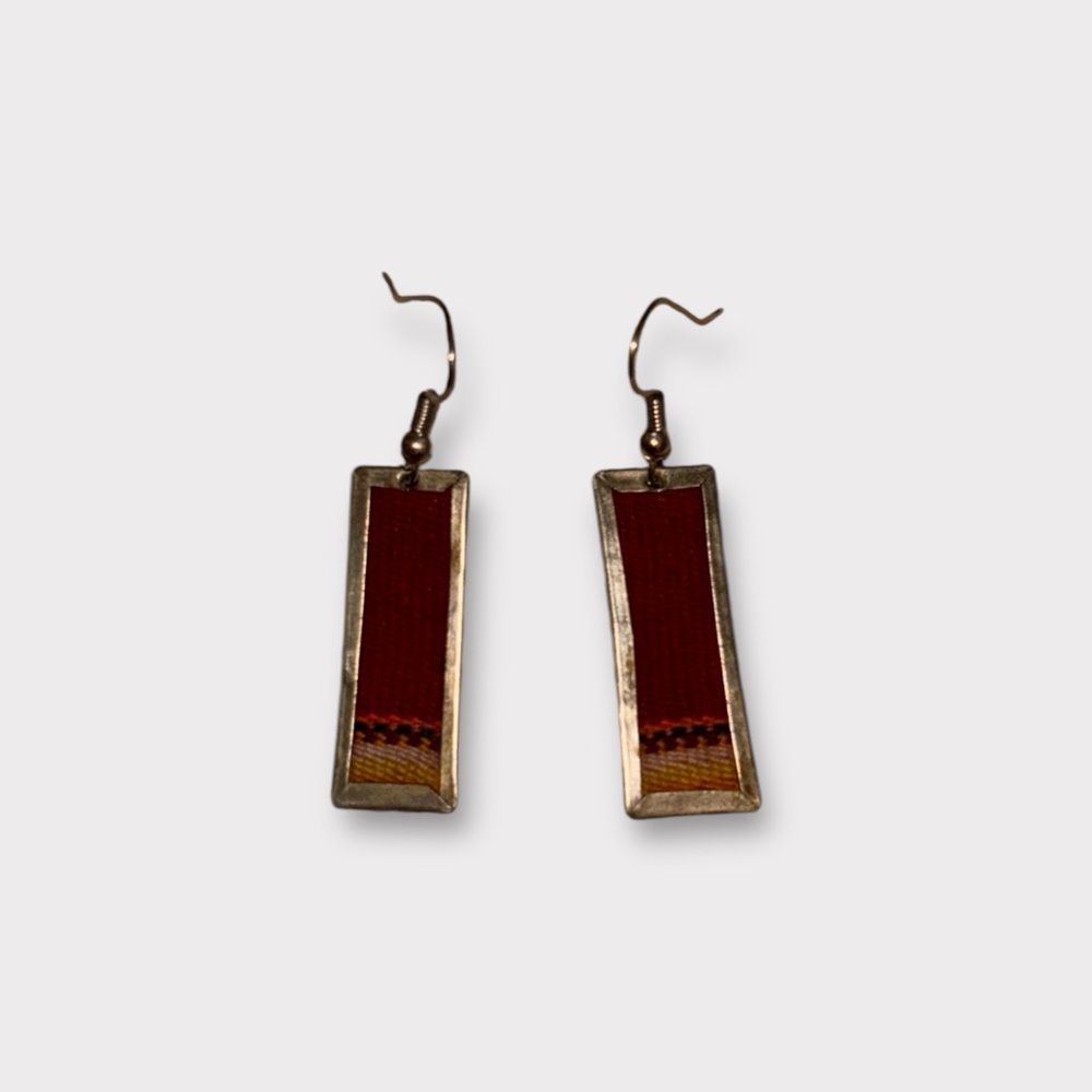 🍓 Vtg Silver Woven Dangle Earrings